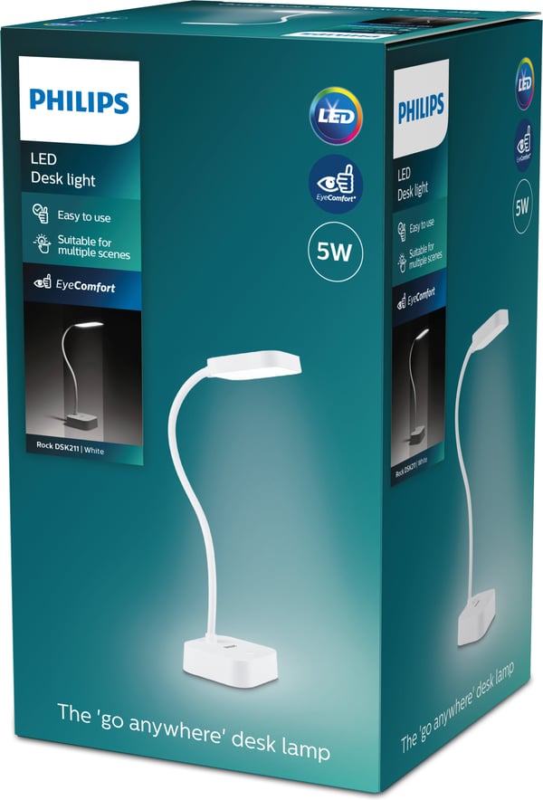 Philips Rock DSK211 - skrivebordslampe, hvid
