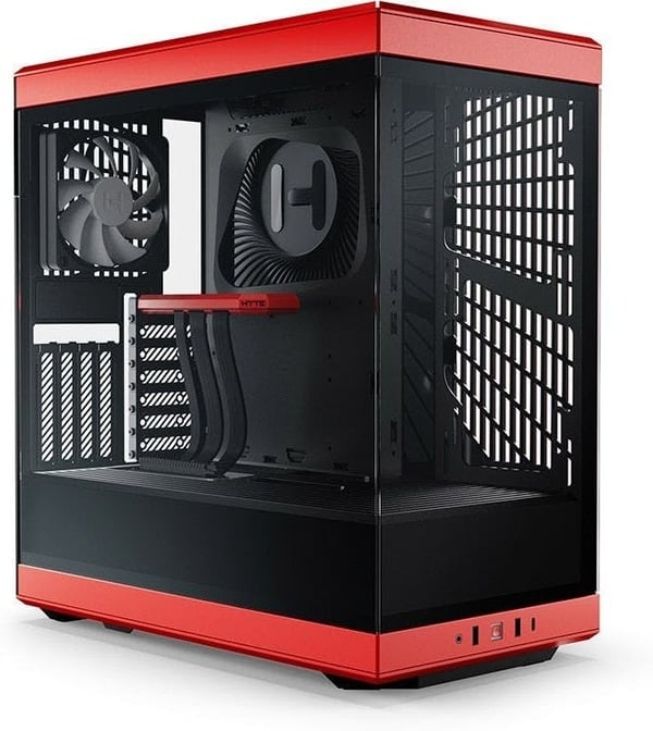 Hyte Y40 Red ATX-chassi med fönster, svart/röd