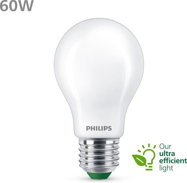 Philips Ultra Effektiv LED-lys, E27, 4000K, 840 lm, opaloverflade