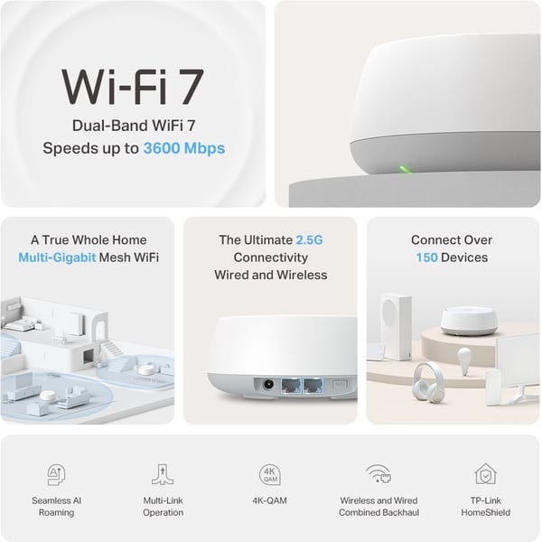 TP-LINK Deco BE25 Dual-Band WiFi 7 -Mesh-system, 2-pak