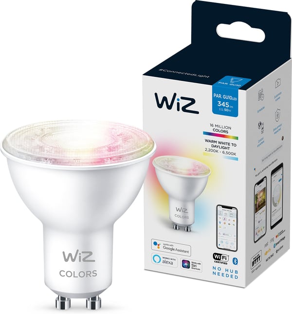 WiZ smart spotlight, GU10, RGBW - alle farver og nuancer af hvidt lys, Wi-Fi, 345 lm
