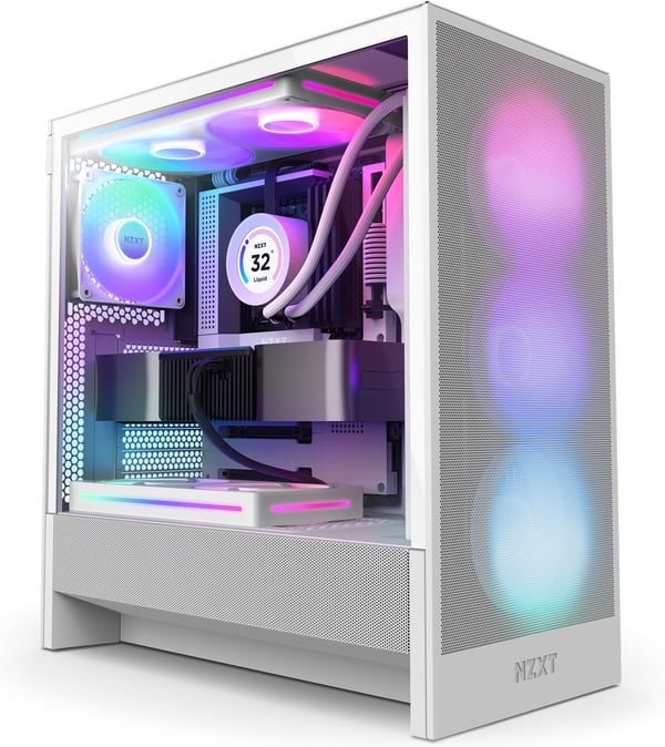 NZXT H5 Flow RGB (2024) ATX-chassi med fönster, vit