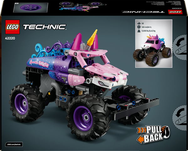 LEGO Technic 42220 Monster Jam™ Sparkle Smash™ med dragmotor