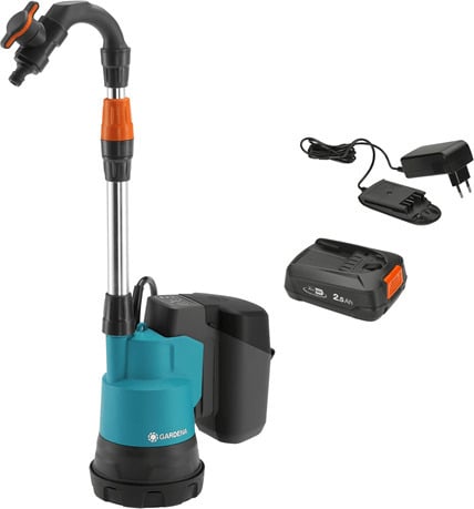 Gardena 2000/2 18V P4A regnvandspumpe, inkl. batteri og oplader