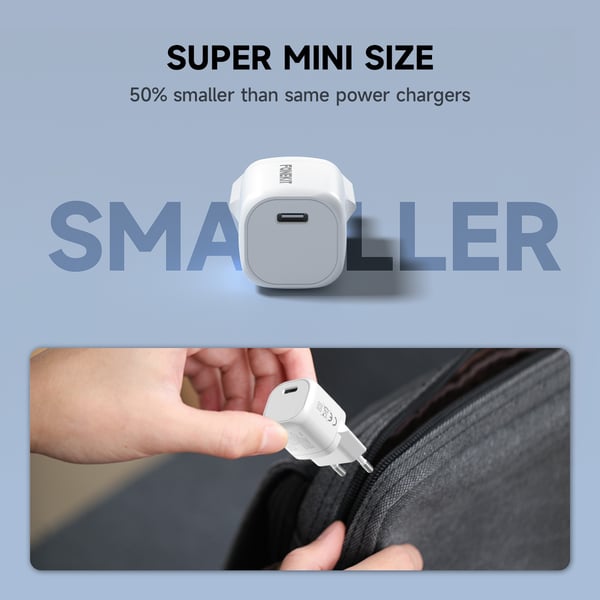 FoneKit Mini 20W -nätadapter, USB-C, vit
