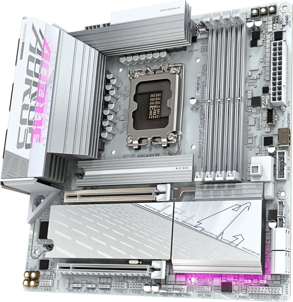 Gigabyte B860M Aorus Elite WiFi6e Ice Micro-ATX-moderkort, LGA 1851