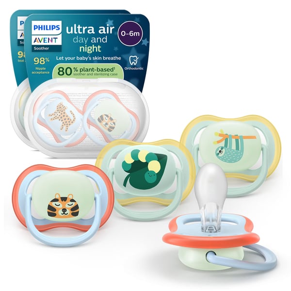 Philips Avent Ultra Air Day & Night napp, 0–6 mån, 4 st, ljusgrön/ljusblå