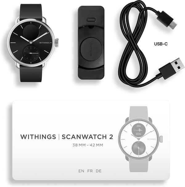 Withings Scanwatch 2 -smartwatch, 38 mm, svart