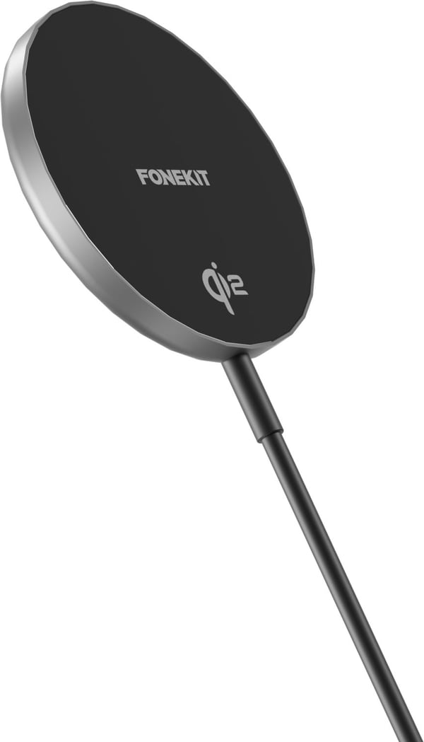 FoneKit WP-15Q2 - trådlös Qi2-laddningsplatta med magnet, svart