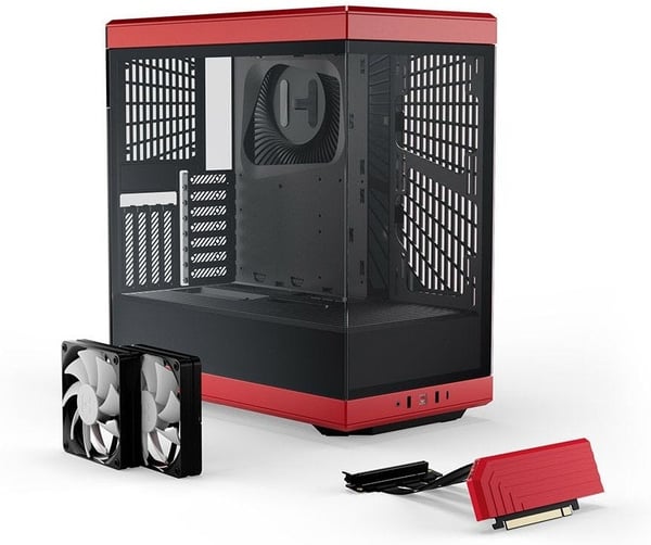 Hyte Y40 Red ATX-chassi med fönster, svart/röd
