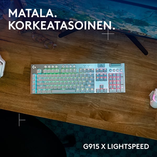 Logitech G915 X LIGHTSPEED - lavprofil gaming tastatur, Tactile switches, hvid