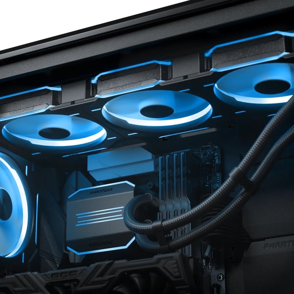 Phanteks Glacier One 420D30 DRGB AIO vätskekylare för CPU, X2 Cap, svart