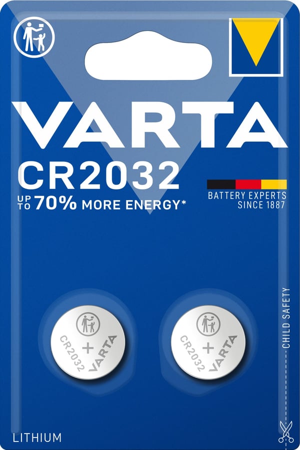 Varta CR2032 -batteri, 3 V, 2 stk, lithium