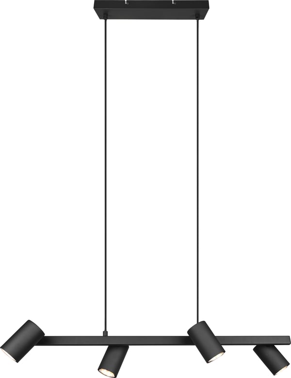Trio Marley -hængende lampe 80 cm, 4-delt, GU10, mat sort