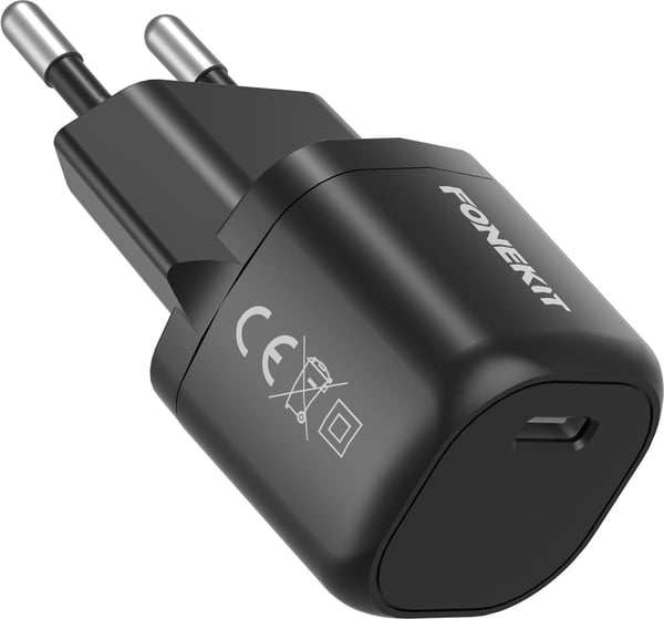FoneKit Mini 20W laddare, USB-C, svart