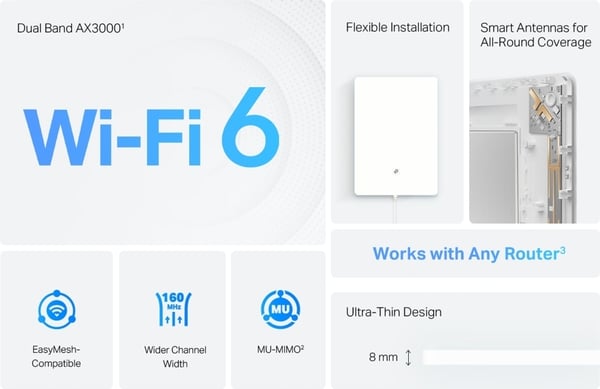 TP-LINK Archer Air E5 Dualband väggmonterad WiFi 6-förstärkare
