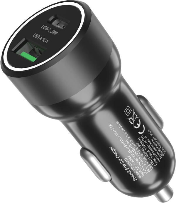 FoneKit Travel 51W, USB-C + USB-A biladapter