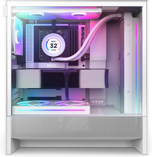 NZXT H5 Flow RGB (2024) ATX-chassis med vindue, hvid