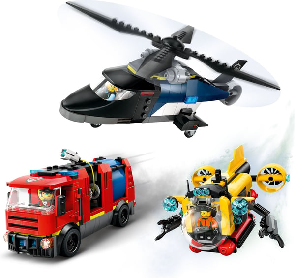 LEGO City 60462 – Helikopter, brandbil og ubåd sammen