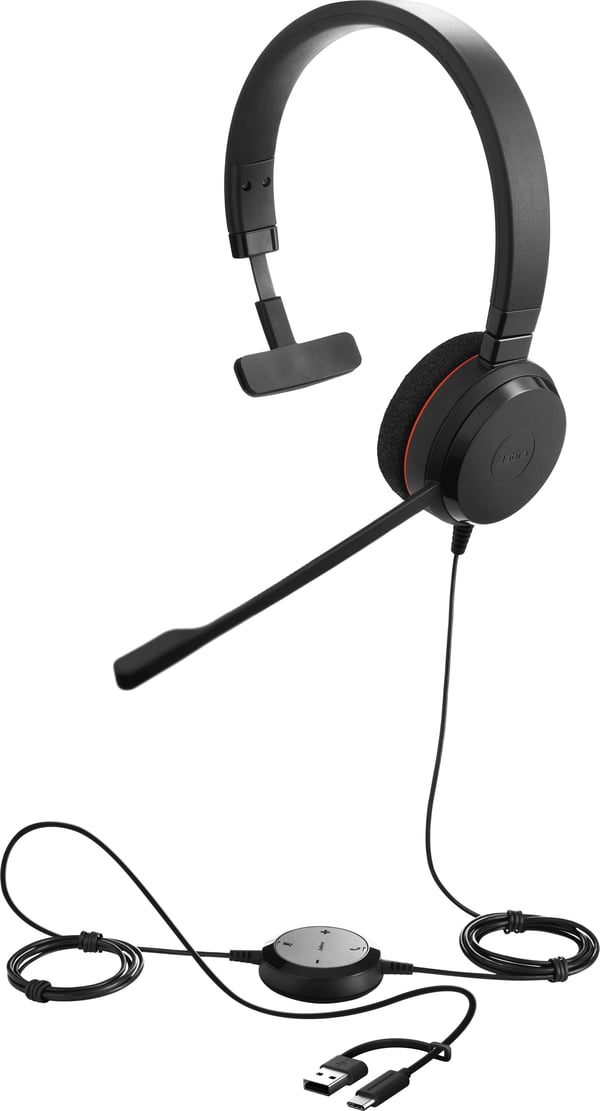 Jabra Evolve 20 hörlursmikrofon, mono, UC, USB-C/USB-A