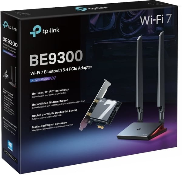 TP-LINK Archer TBE550E WiFi 7-adapter och Bluetooth 5.4 PCIe-adapter