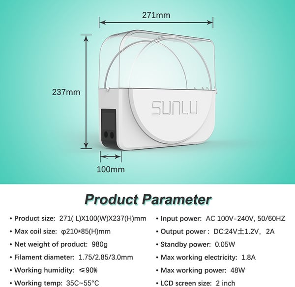 SUNLU FilaDryer S1 Plus - filamenttørrer