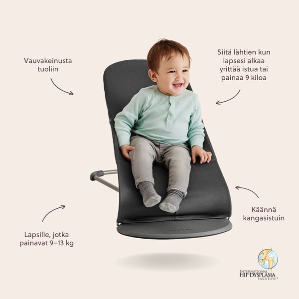 BabyBjörn Bliss Vævet -stol, Antracit, bladmønster