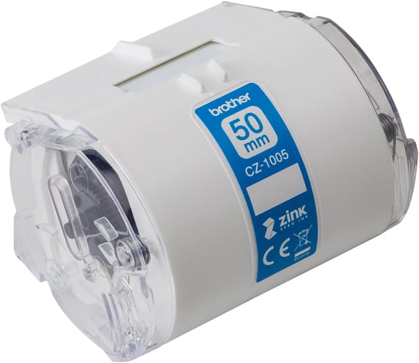 Brother CZ1005 -etikettireunus, 50 mm x 5 m, vit