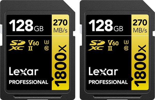 Lexar Pro 1800x SDXC U3 (V60) UHS-II R270/W180 128 GB - 2-pack - minneskort
