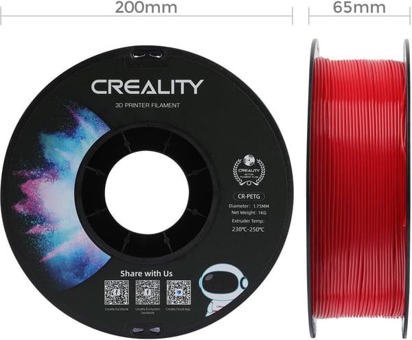 Creality CR-PETG filament til 3D-printer, 1,75 mm, rød