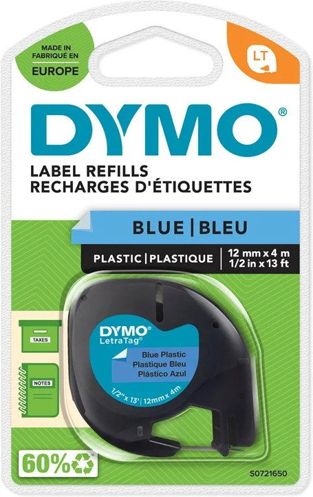 Dymo LetraTAG -plastband 12 mm x 4 m, blå