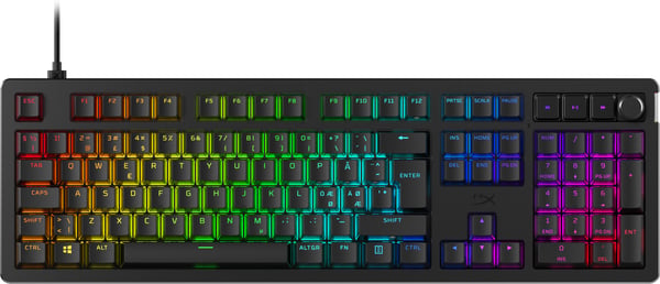 HyperX Alloy Rise-gaming tastatur, HyperX Linear-bryder, sort