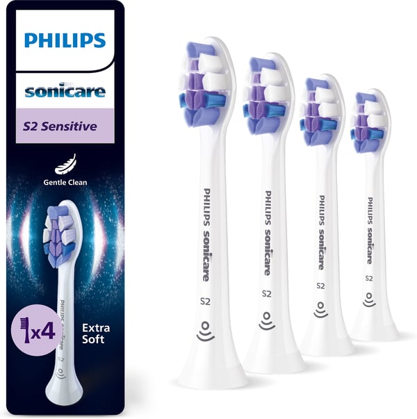 Philips Sonicare S2 Sensitive ersättningsborstar, 4 st, HX6054/87