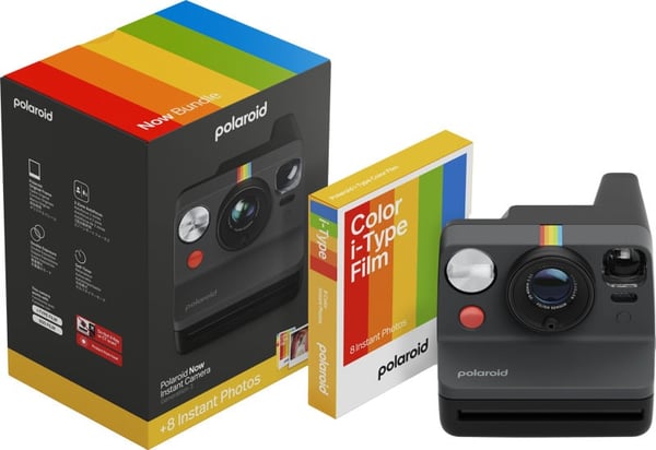 Polaroid Now Gen 3 snabbkamera och färgfilm, 8 bilder, Svart