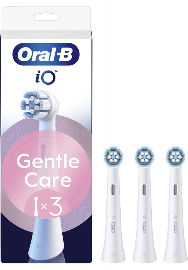 Oral-B iO Gentle Care -utbytesborstar 3-pack, vit