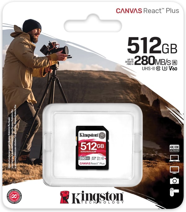 Kingston Canvas React Plus V60 512 GB UHS-II -SDXC-hukommelseskort