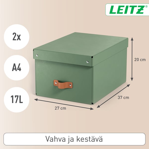Leitz Puro förvaringslåda med lock, storlek M, 17 l, 2 st, grön