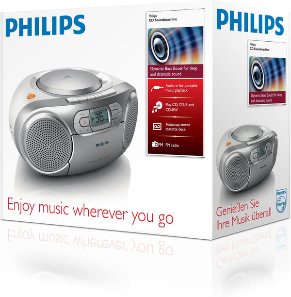 Philips AZ127 -bärbar CD-spelare, silver