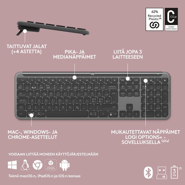 Logitech K950 Signature Slim-tastatur, grå