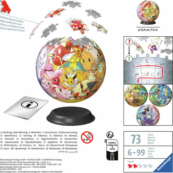 Ravensburger Pokémon Multikaraktär 3D pussel, 73 bitar