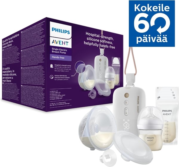 Philips Avent SCF543/11 Handsfree bröstpump med en insamlingskopp + nappflaska 125ml + 25 bröstmjölkspåsar
