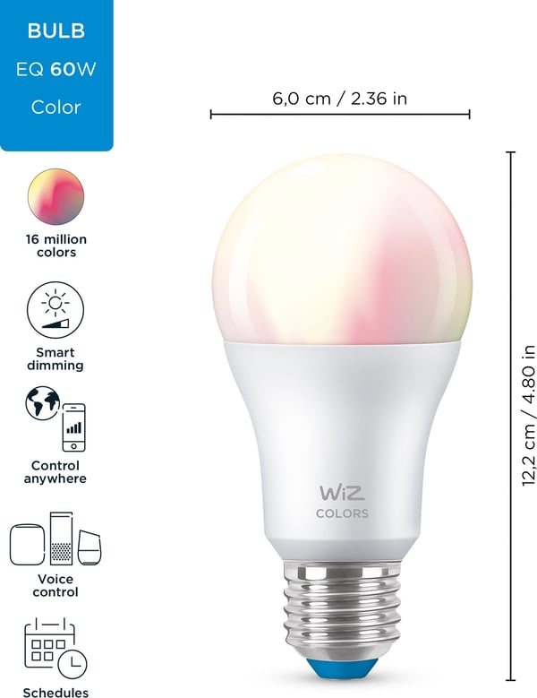 WiZ Smart LED-lampe, 806 lm, E27, RGBW