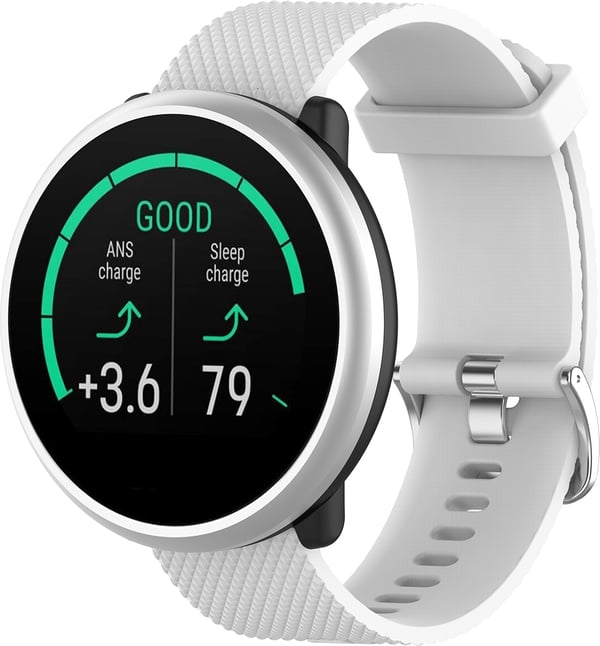 Bølge silikonearmbånd 20mm, til smart- og sportsure, hvid