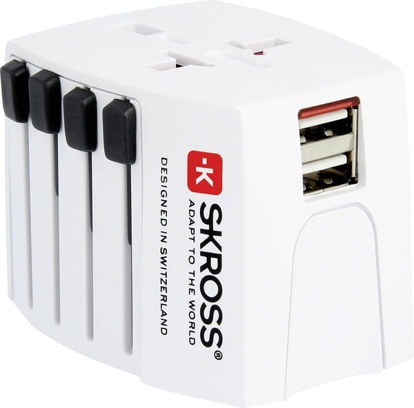 SKROSS MUV USB 2xA -rejseadapter med to USB-porte