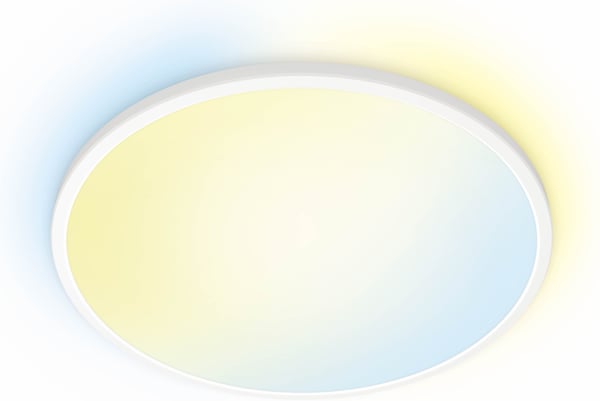 WiZ SuperSlim -loftlampe, 43 cm, rund, hvid, justerbar hvid, Wi-Fi