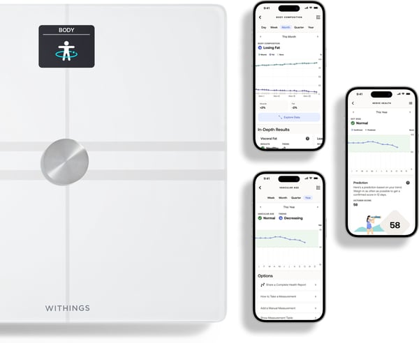 Withings Body Comp White -kroppssammansättningsvåg med wifi-anslutning