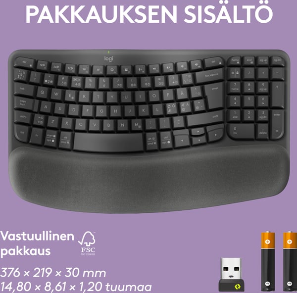 Logitech Wave Keys - trådlöst tangentbord, grafit