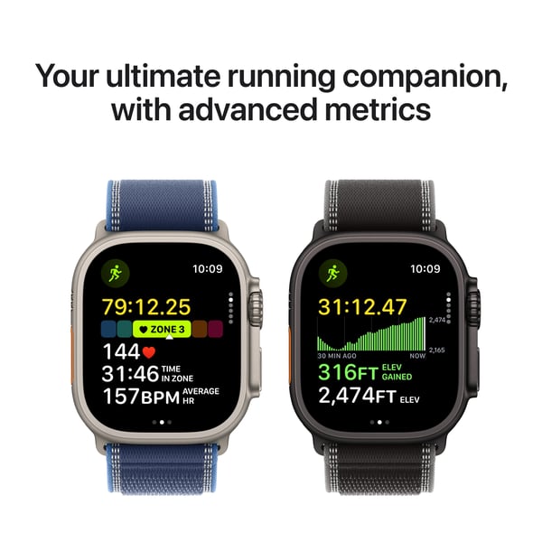 Apple Watch Ultra 3 (GPS + Cellular) 49 mm svart titanhus och svart milanesiskt armband, medelstor