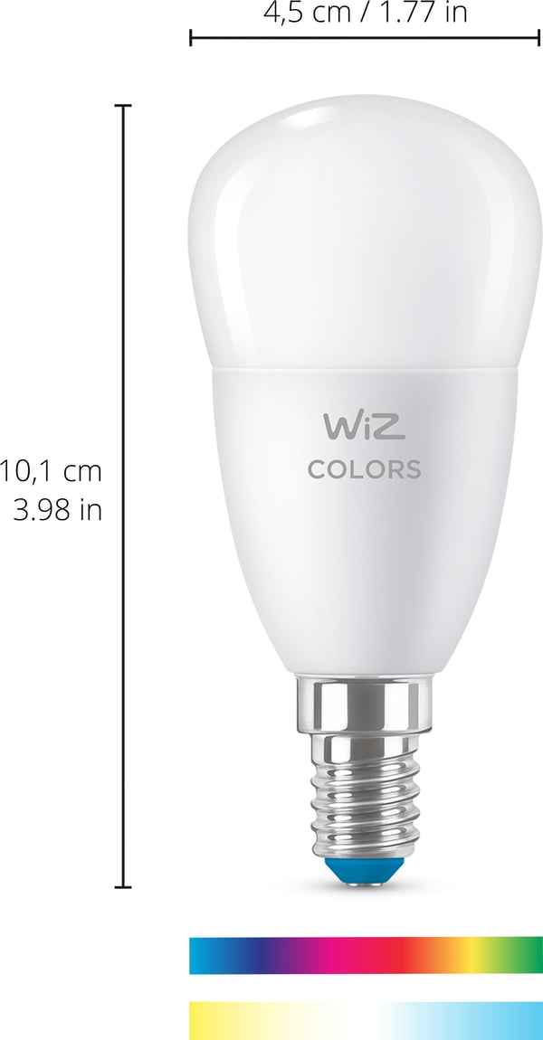 WiZ smartlampe, E14, opalglas, RGBW - alle farver og nuancer af hvidt lys, Wi-Fi, 470 lm