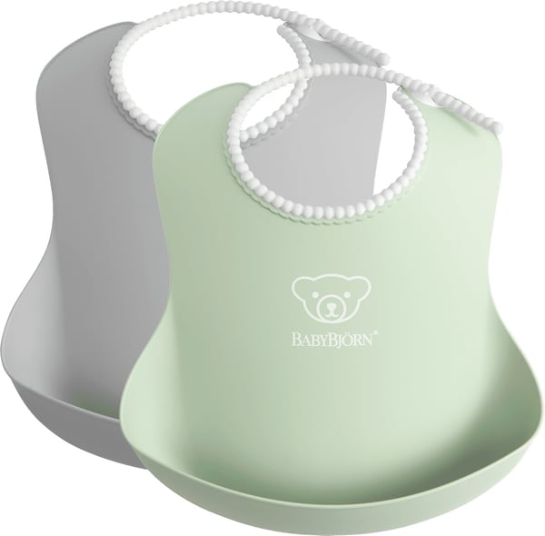 BabyBjörn Baby Bib -matslapp, 2 st, Grå / Pulvergrön